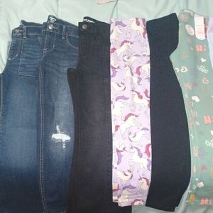 Wonder Nation Denim and Patterned Leggings Set